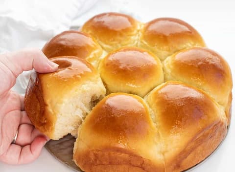 Golden, pull-apart Japanese milk rolls