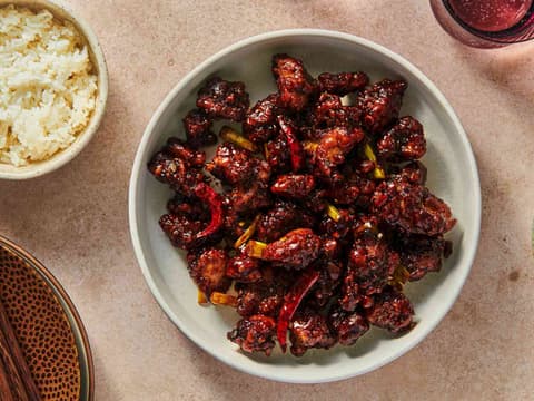 General Tso's chicken with dried chiles and scallions